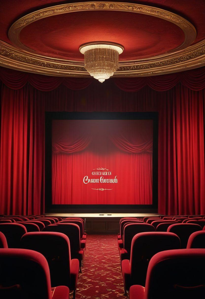 A visually captivating scene depicting a vintage cinema setting with plush red velvet seats and dim lighting, showcasing a classic film reel spinning in the foreground. In the background, silhouettes of an enthralled audience immersed in a provocative film screening, surrounded by lush curtains and warm golden accents. The atmosphere should evoke a sense of intrigue and allure, highlighting the theme of sexually explicit cinema. super-realistic. cinematic lighting. rich colors.